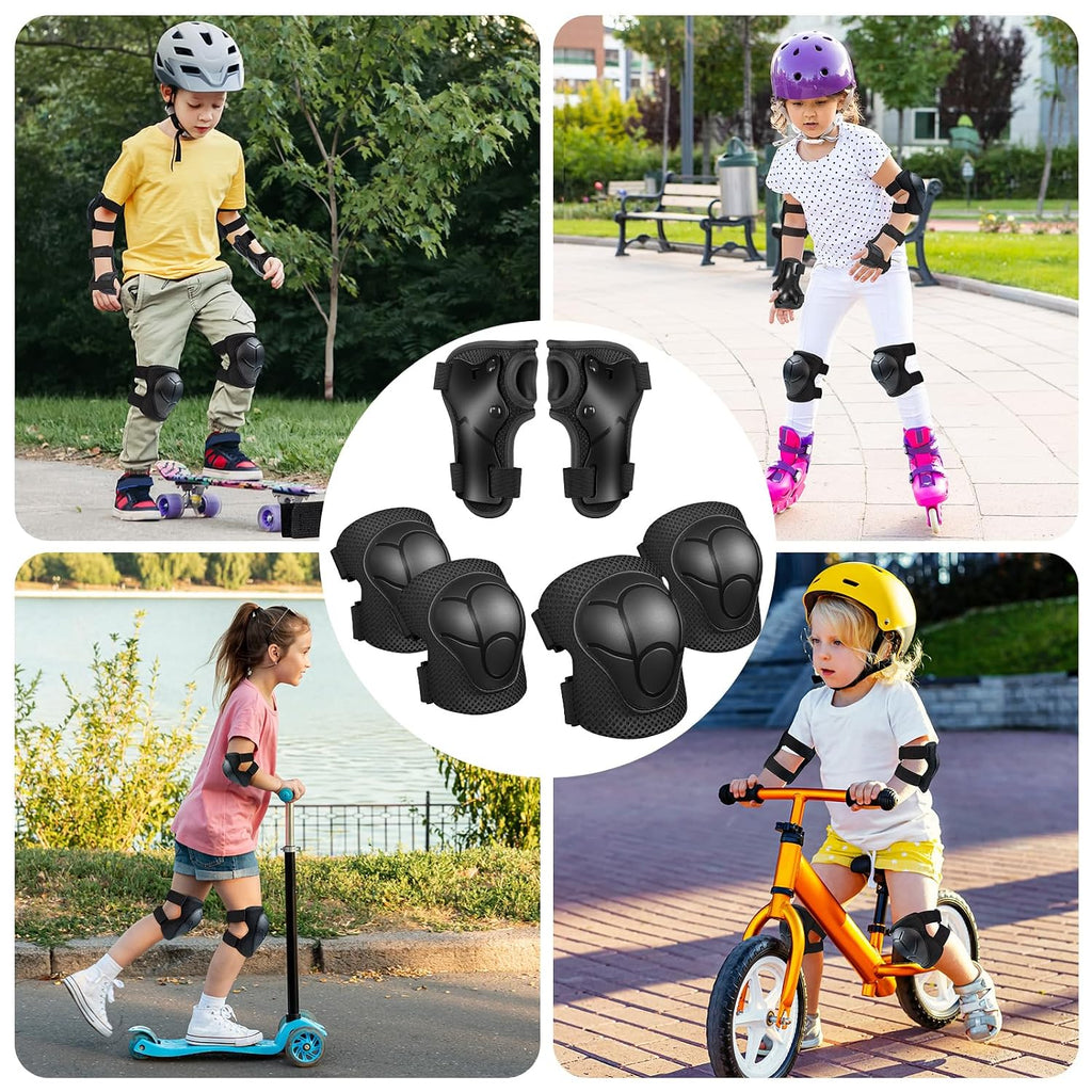 CKE Toddler Knee Pads and Elbow Pads with Wrist Guards for Kids, Black S