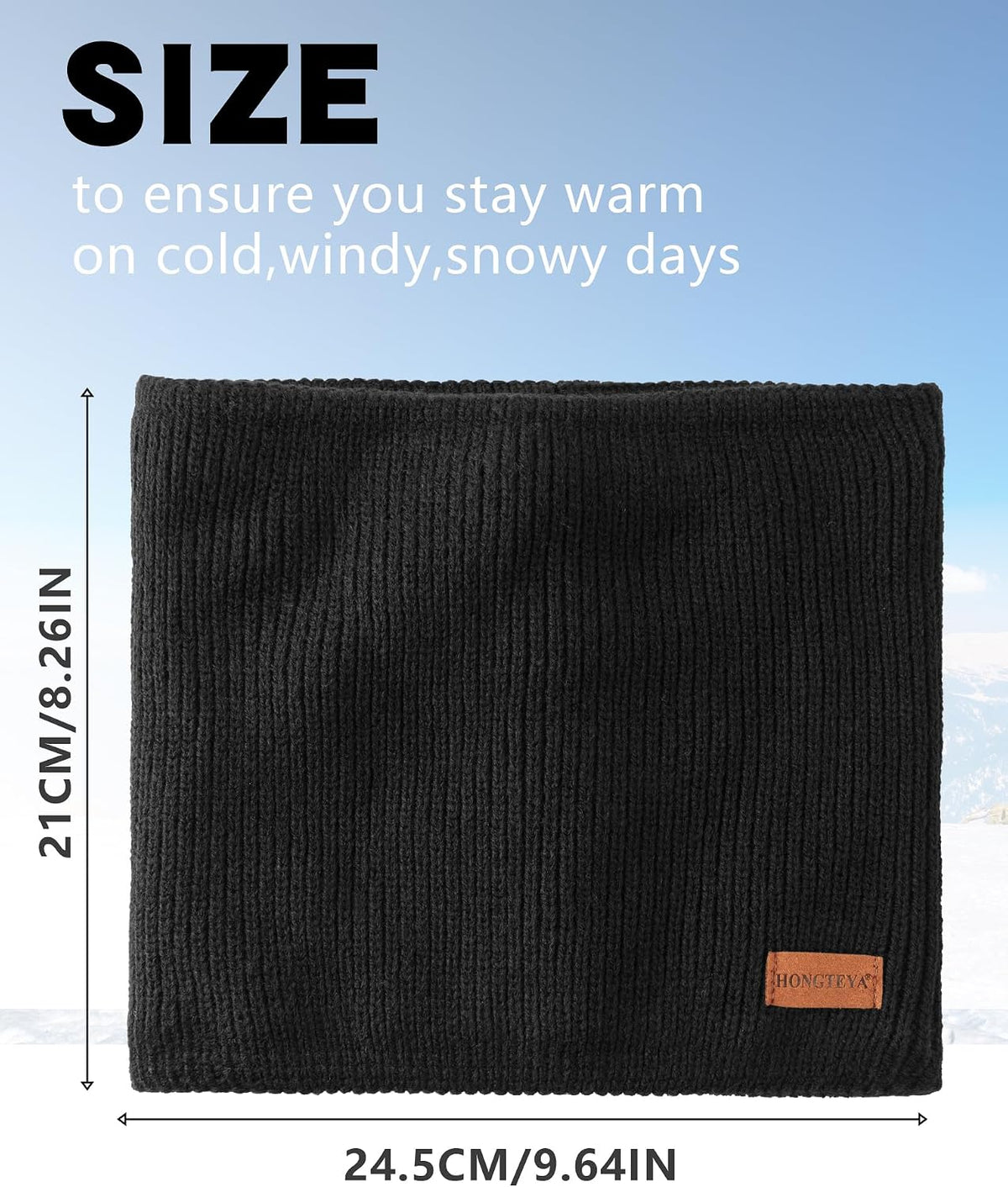 HONGTEYA Neck Gaiters for Men, Winter Neck Warmer Face for Men & Women,Thick Windproof Warm Lined Ski Mask
