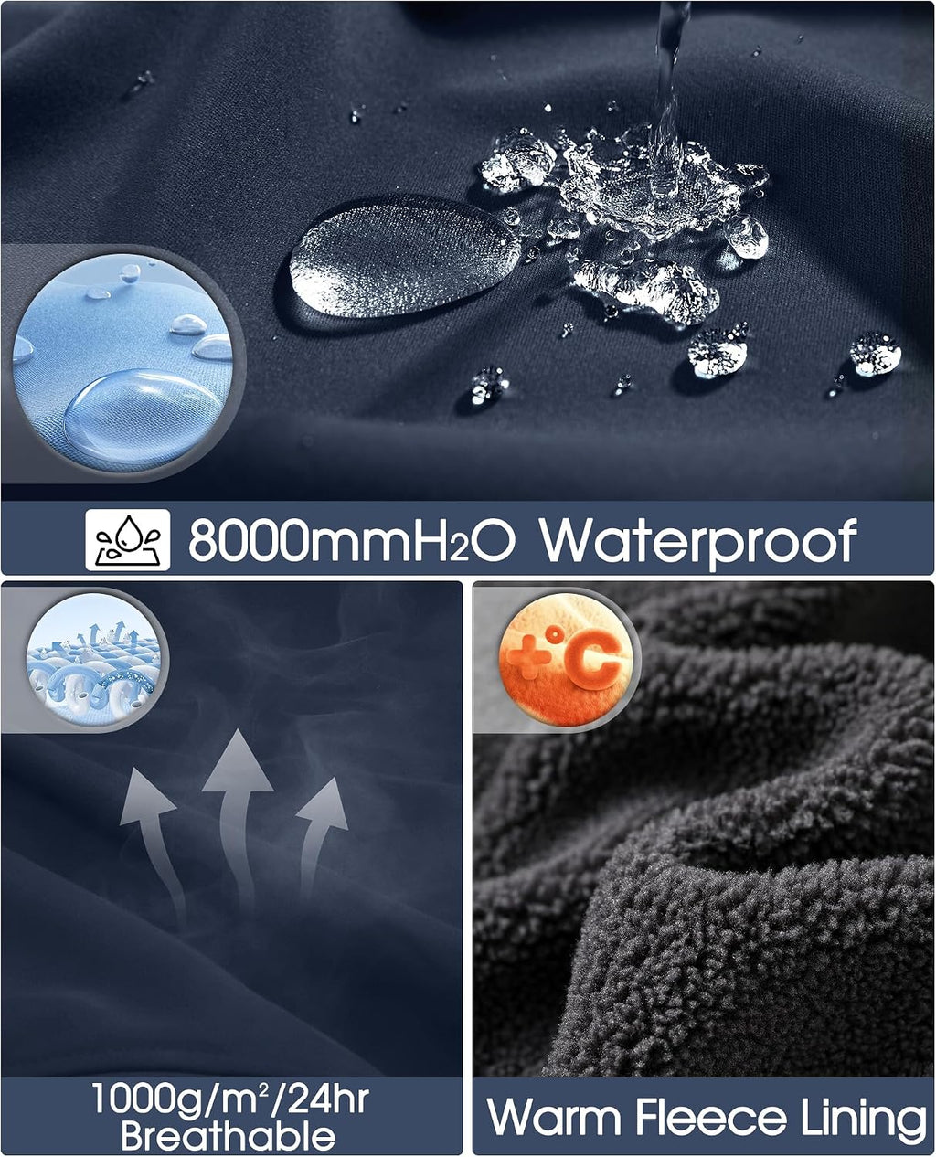 33,000ft Men's Hooded Softshell Jacket Waterproof Fleece Windbreaker Jacket