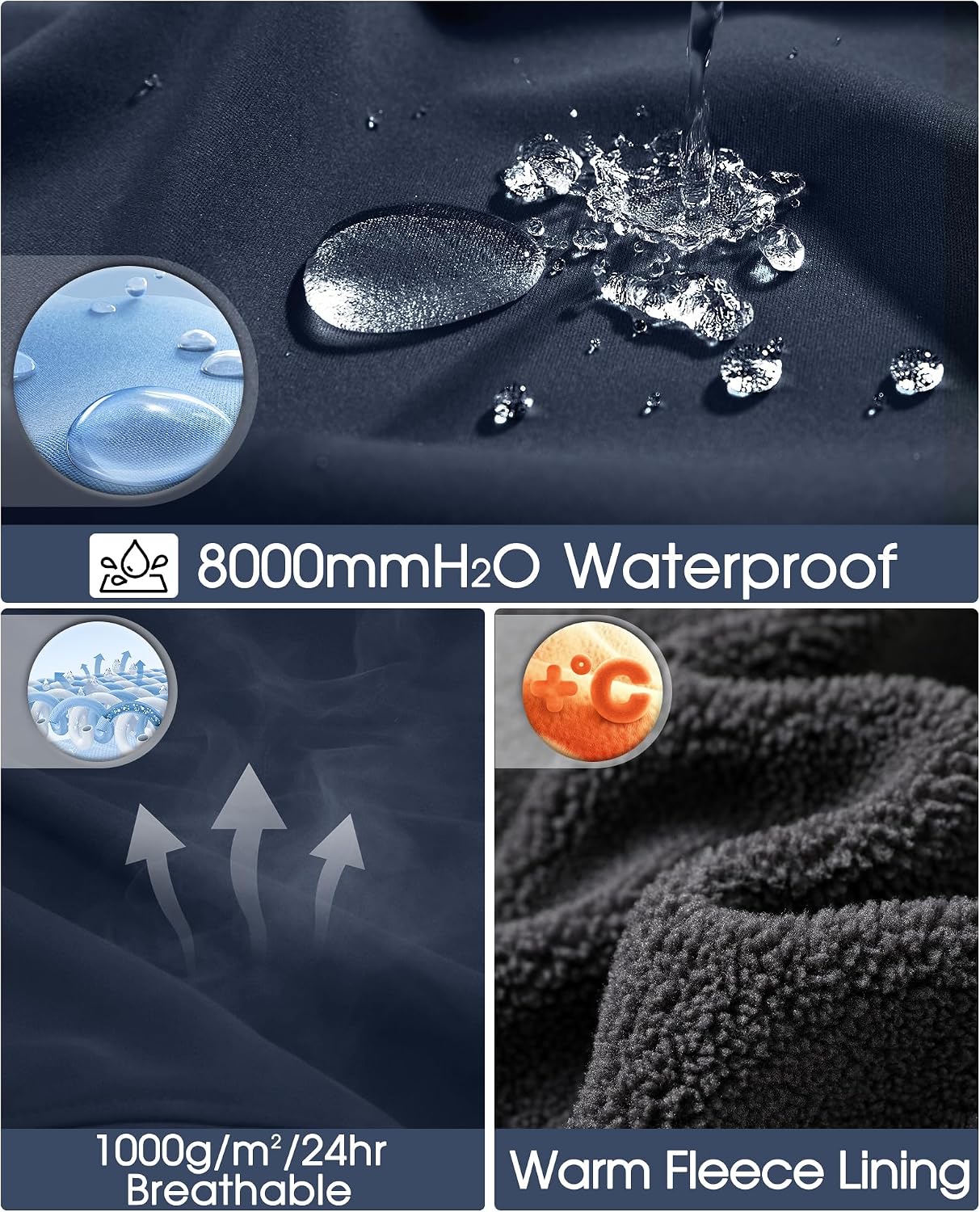 33,000ft Men's Hooded Softshell Jacket Waterproof Fleece Windbreaker Jacket