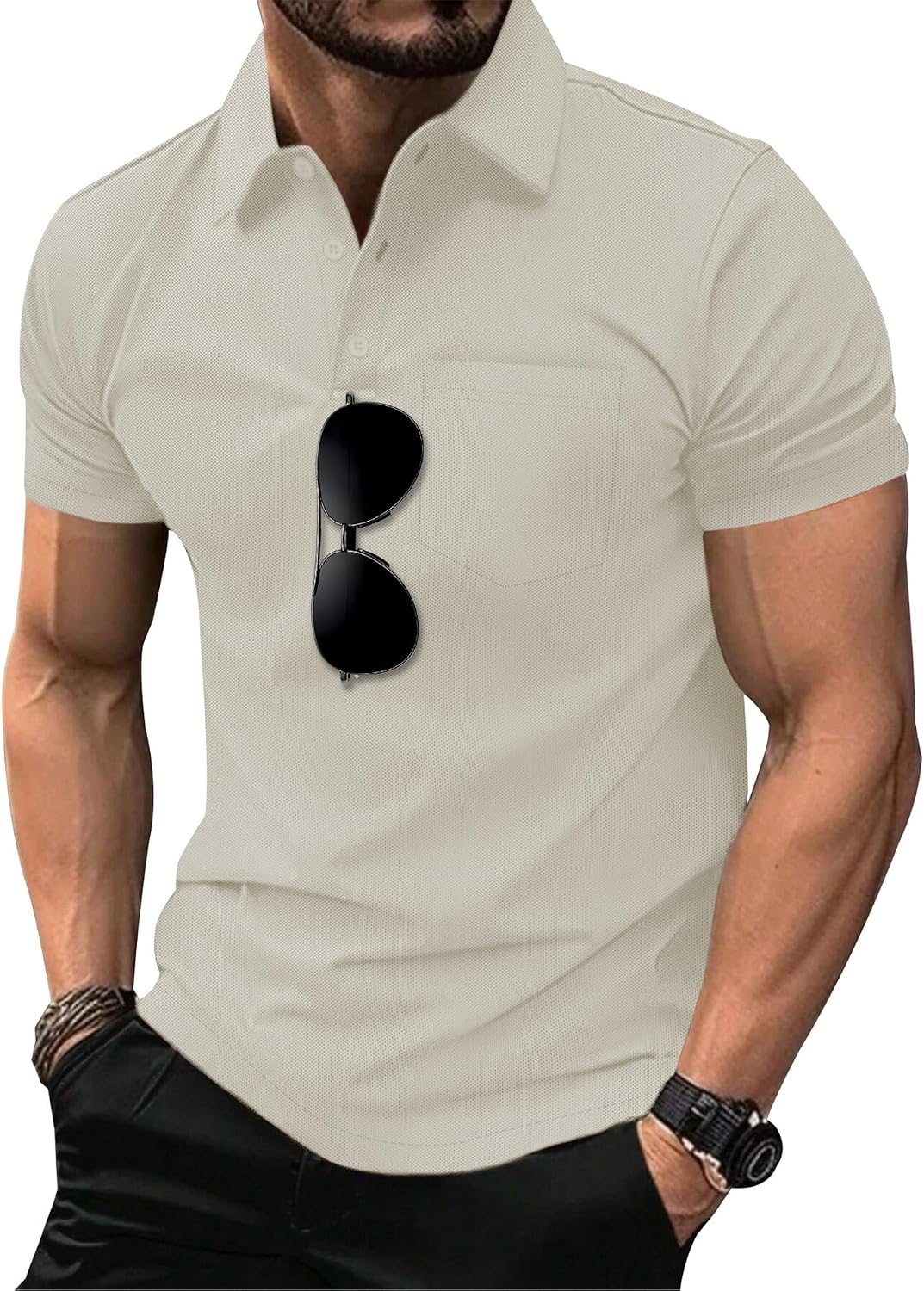 SCODI 5 Pack Mens Pocket Polo Shirts Short Sleeve Golf Casual Work T-Shirt