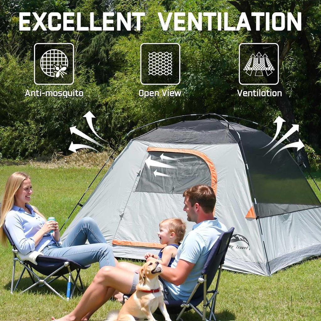 Happy Travel Camping Tent, 4/6 Person Dome Tents for Camping with Rainfly