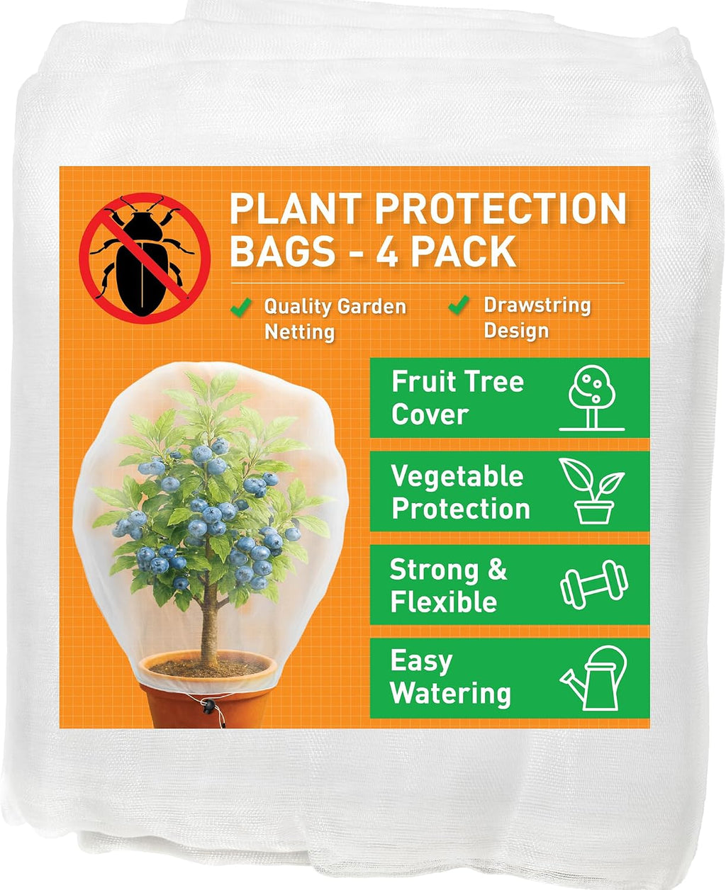 Fruit Tree Protection Bags 4.5x6 FT | Pack of 4 Garden & Insect Netting
