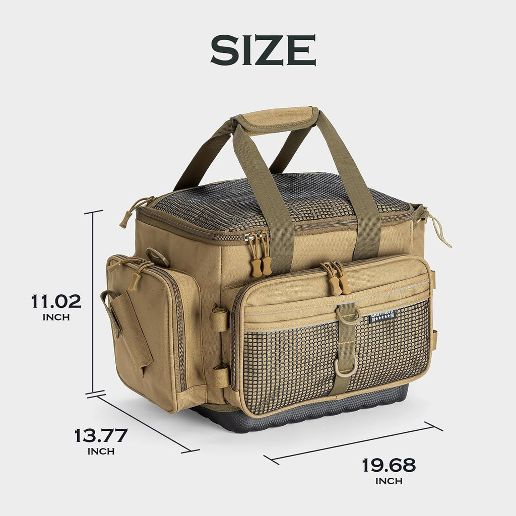 Ghosthorn Large Fishing Tackle Bag with Rod Holder Waterproof Gear Storage