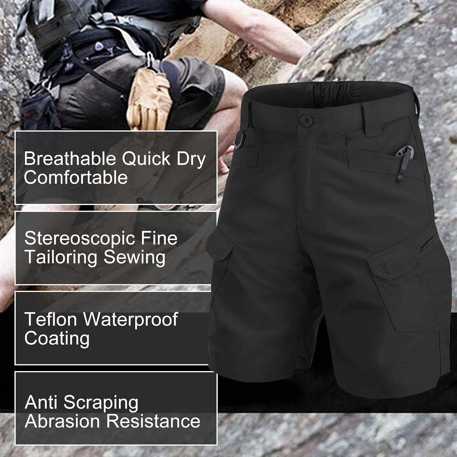 Mens Work Shorts Cargo Tactical Outdoor Wear Resistant Hiking Tool Shorts