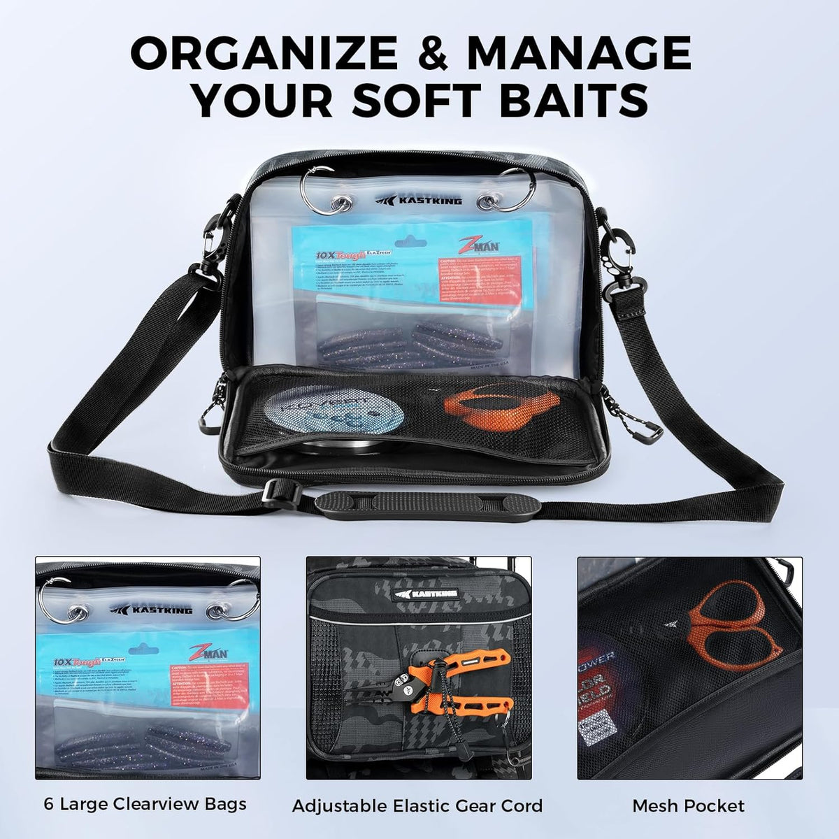 KastKing BaitSpace Detachable Tackle Bag, Soft Plastic Bait Storage