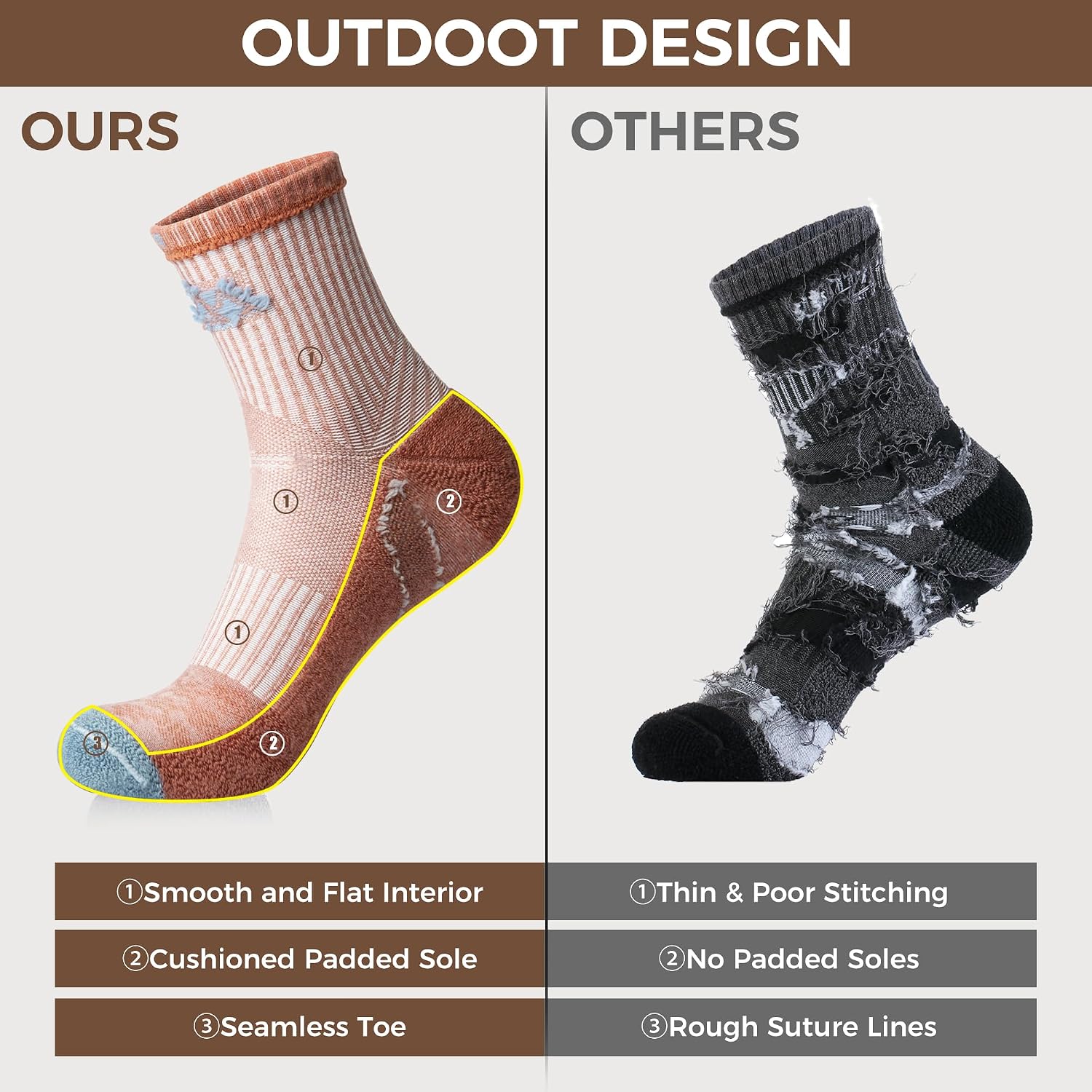 innotree Merino Wool Hiking Socks for Women, 5 Pairs