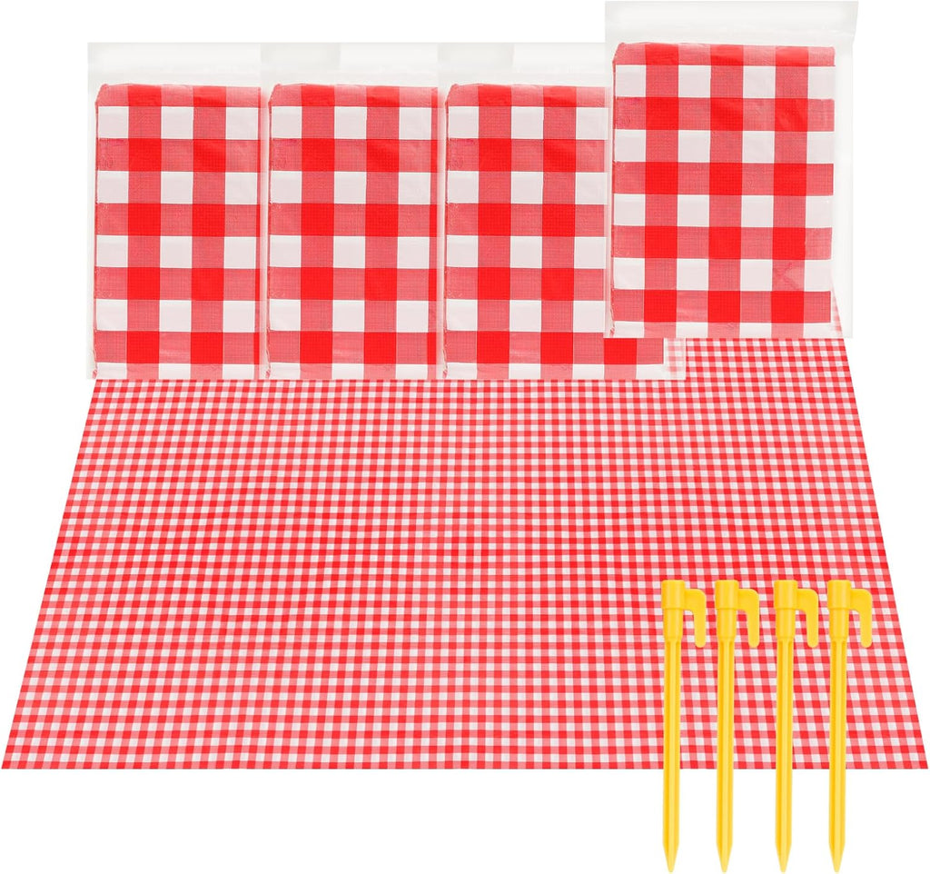 4 Pcs Disposable Outdoor Picnic Blankets 70.9''x70.9'' Portable Pocket Blanket Foldable Waterproof Picnic Mats Sandproof Beach Blanket with Ground Spikes for Beach Travel Hiking Camping