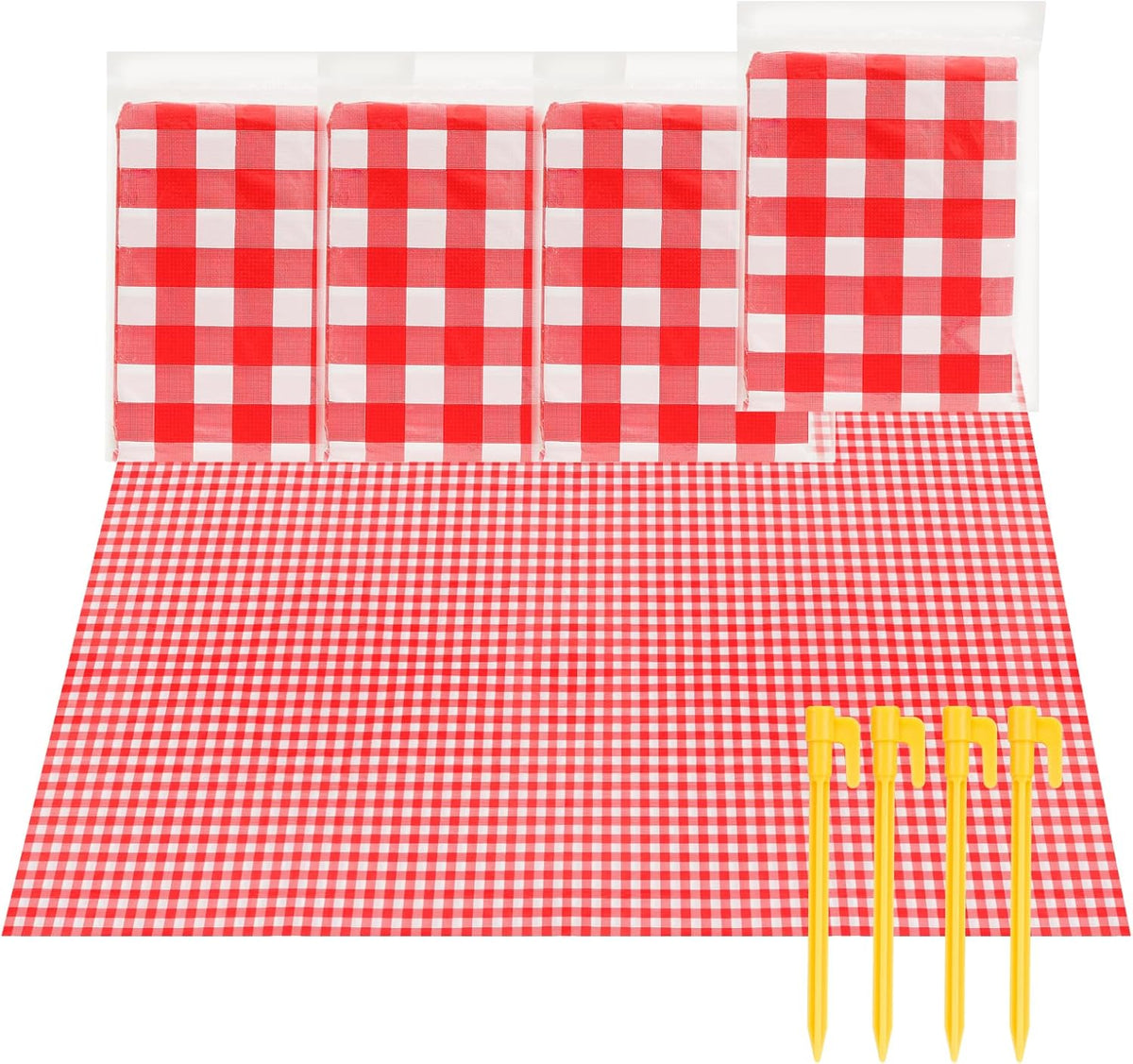 4 Pcs Disposable Outdoor Picnic Blankets 70.9''x70.9'' Portable Pocket Blanket Foldable Waterproof Picnic Mats Sandproof Beach Blanket with Ground Spikes for Beach Travel Hiking Camping