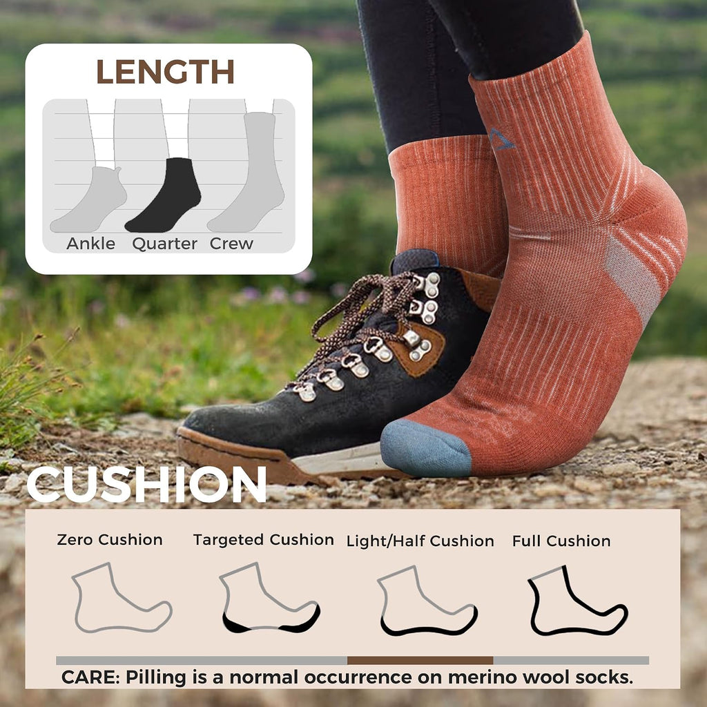 innotree Merino Wool Hiking Socks for Women, 5 Pairs