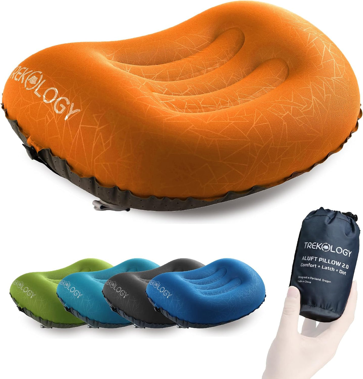 TREKOLOGY Aluft 2.0 Small Inflatable Camping Pillow for Backpacking, Travel