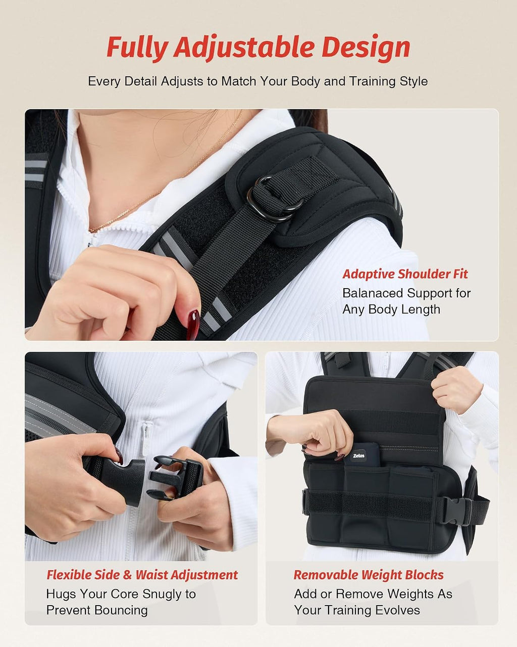 ZELUS Weighted Vest for Men & Women, Z-Fit Weight Vest Adjustable 8-32lb