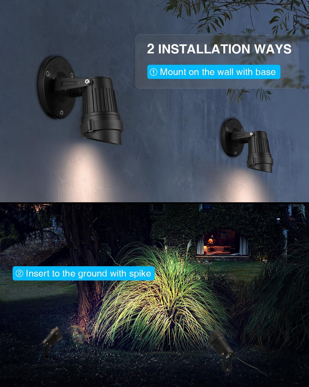 SUNVIE Dusk to Dawn Outdoor Lighting 120V LED Spot Lights Outdoor Landscape Spotlights with Photocell Sensor Waterproof Outdoor Spot Lights for Yard 7W Outdoor Spotlight Flag Light for Garden Tree
