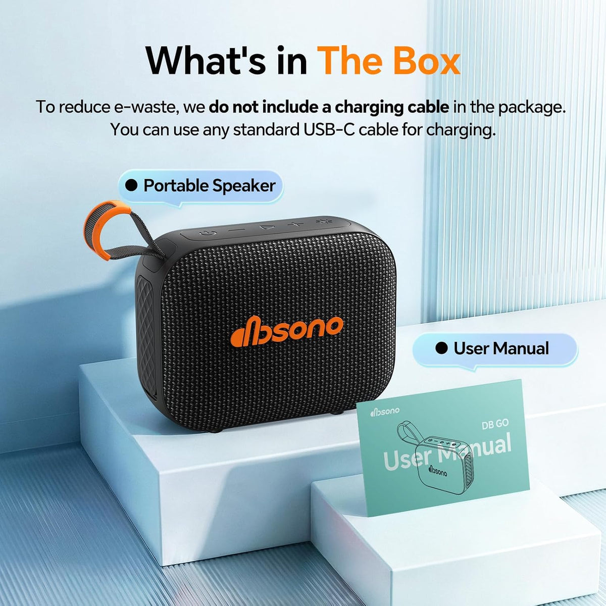 Portable Bluetooth Speaker Line-in Support: IPX5 Waterproof, Black