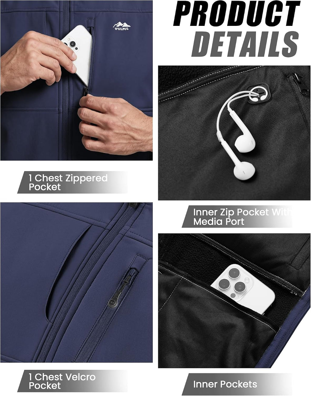 WULFUL Men's Golf Vest Windproof Lightweight Outerwear Sleeveless Jacket