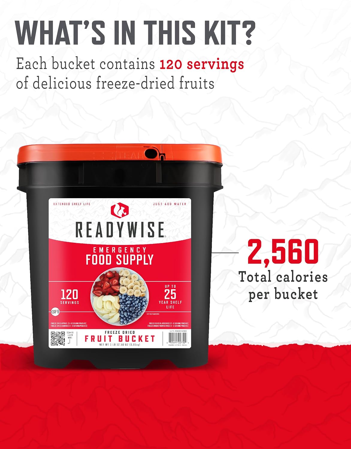 READYWISE Emergency Food Survival Supply Fruit Bucket 120 Servings