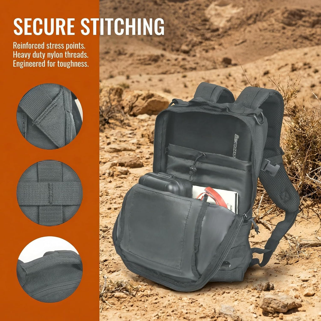 Small Tactical Hiking Backpack, 12L MOLLE Bookbag Daypack for Travel