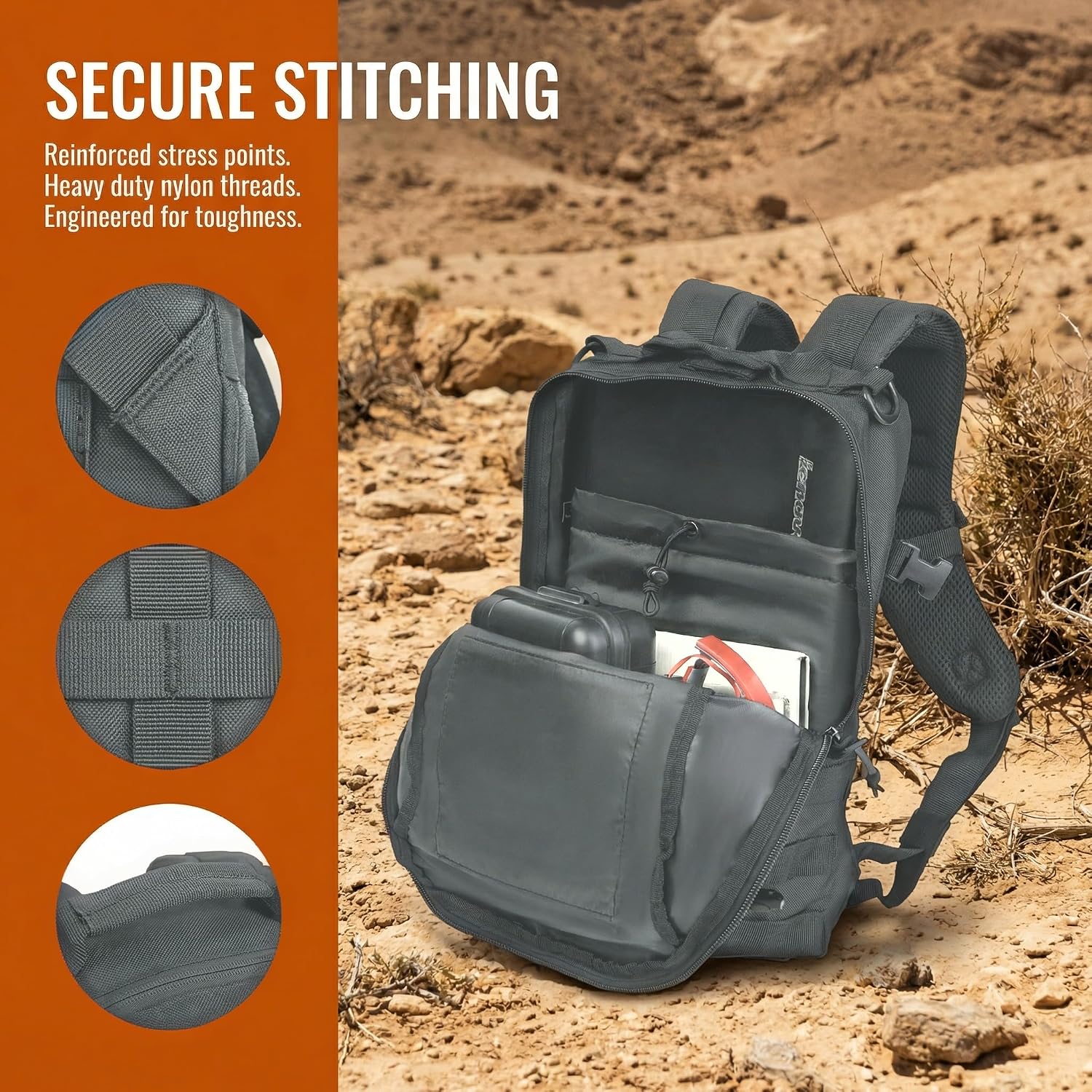 Small Tactical Hiking Backpack, 12L MOLLE Bookbag Daypack for Travel