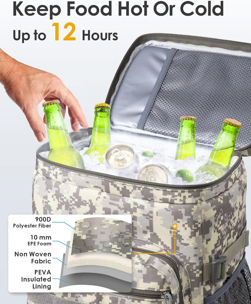 TACTICISM Tactical Cooler Backpack Insulated Leak-Proof - 24L Heavy Duty Lunch Backpack for Men Women Adults, Soft Ice Chest Backpack as Gift Work Hiking Camping Fishing Accessories