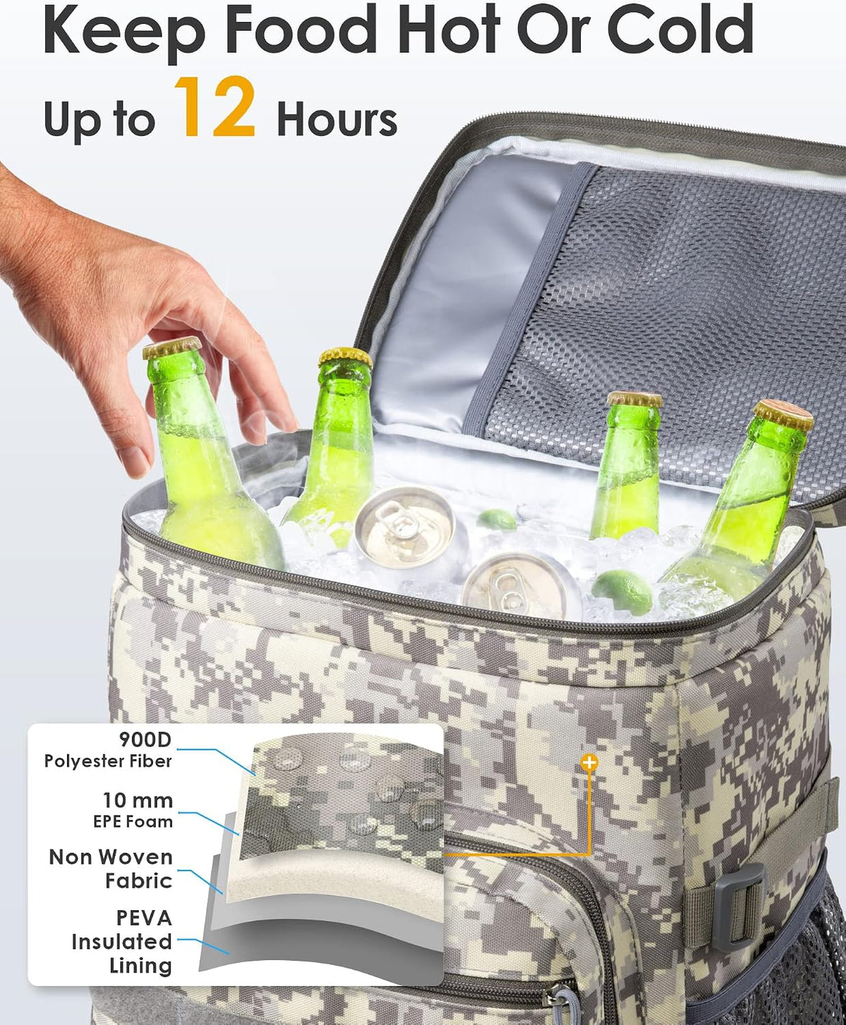 TACTICISM Tactical Cooler Backpack Insulated Leak-Proof - 24L Heavy Duty Lunch Backpack for Men Women Adults, Soft Ice Chest Backpack as Gift Work Hiking Camping Fishing Accessories
