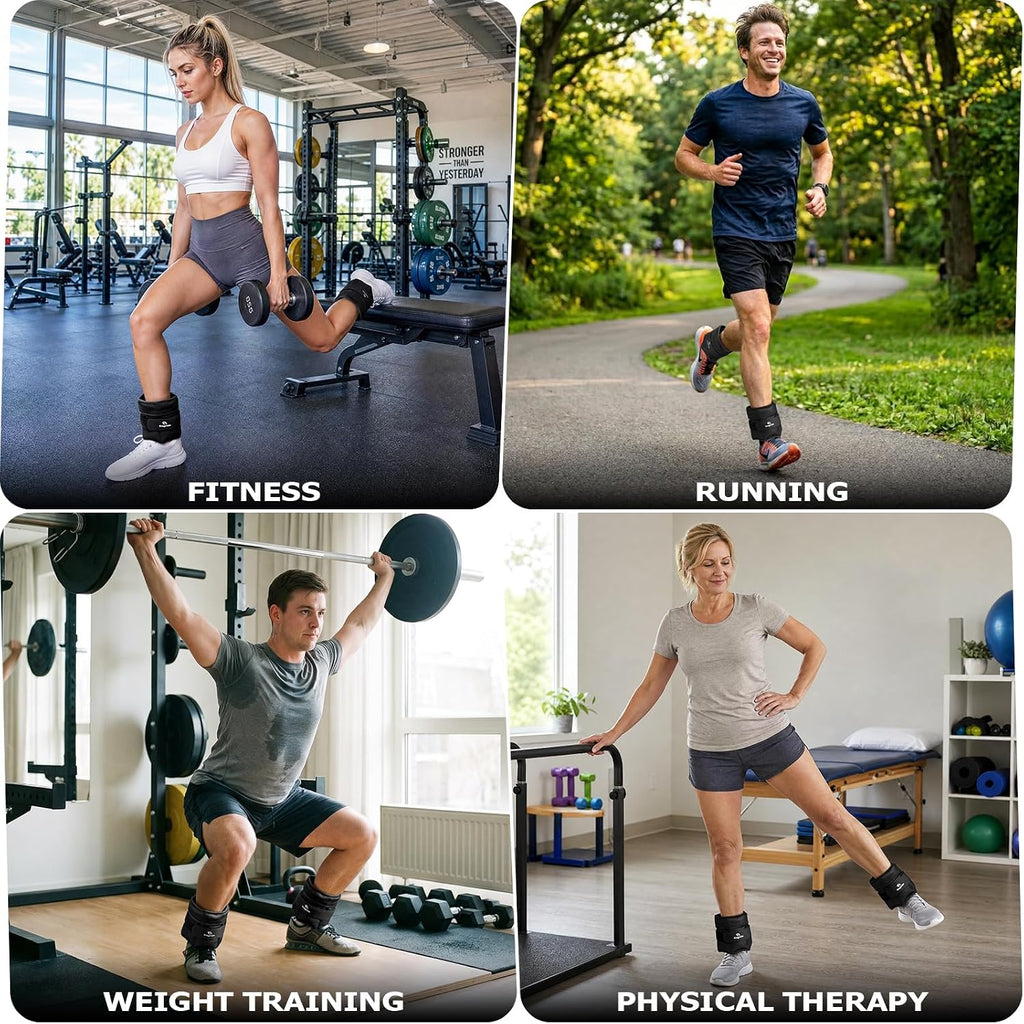 Fragraim Adjustable Ankle Weights for Women and Men, 1 Pair (2–10 lbs)