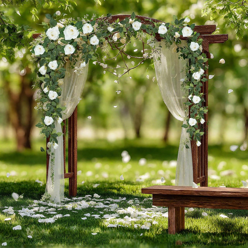 ZIFTY 5Pcs 34FT Flower Garland White Artificial Rose Vine Wedding Decor