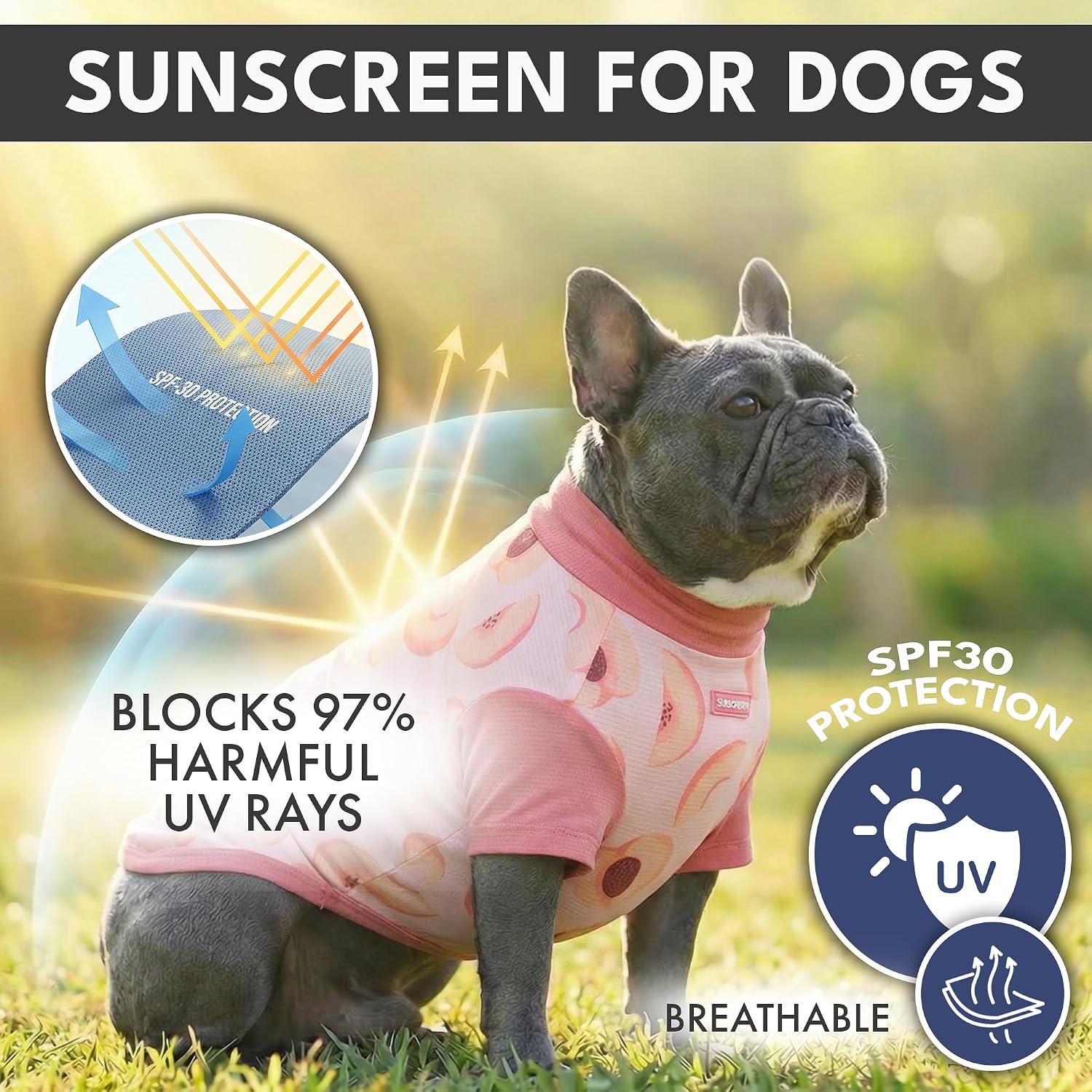 Spark Paws Sunblock Dog T-Shirt, SPF 30 UV Sun Protection, Summer Cooling