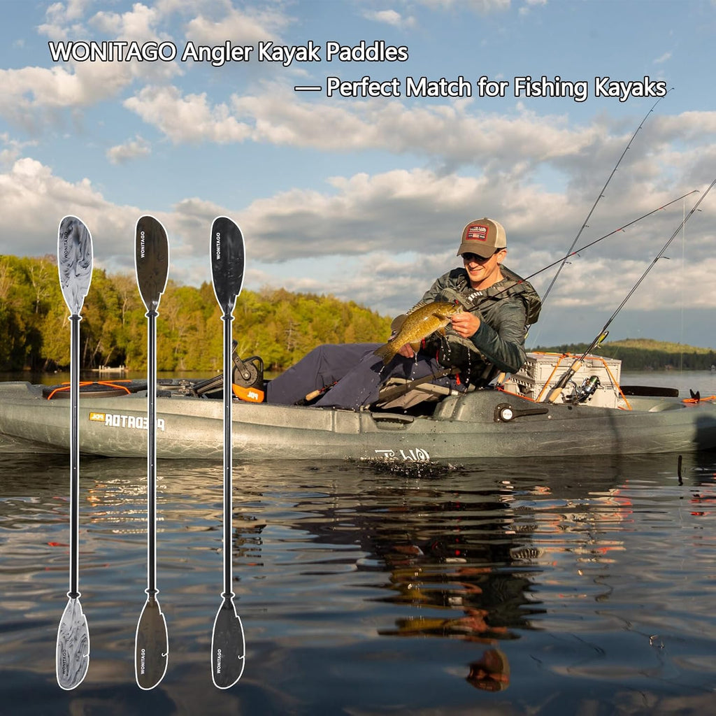 Angler Kayak Paddle Adjustable Fishing Kayak Oar with Paddle Leash
