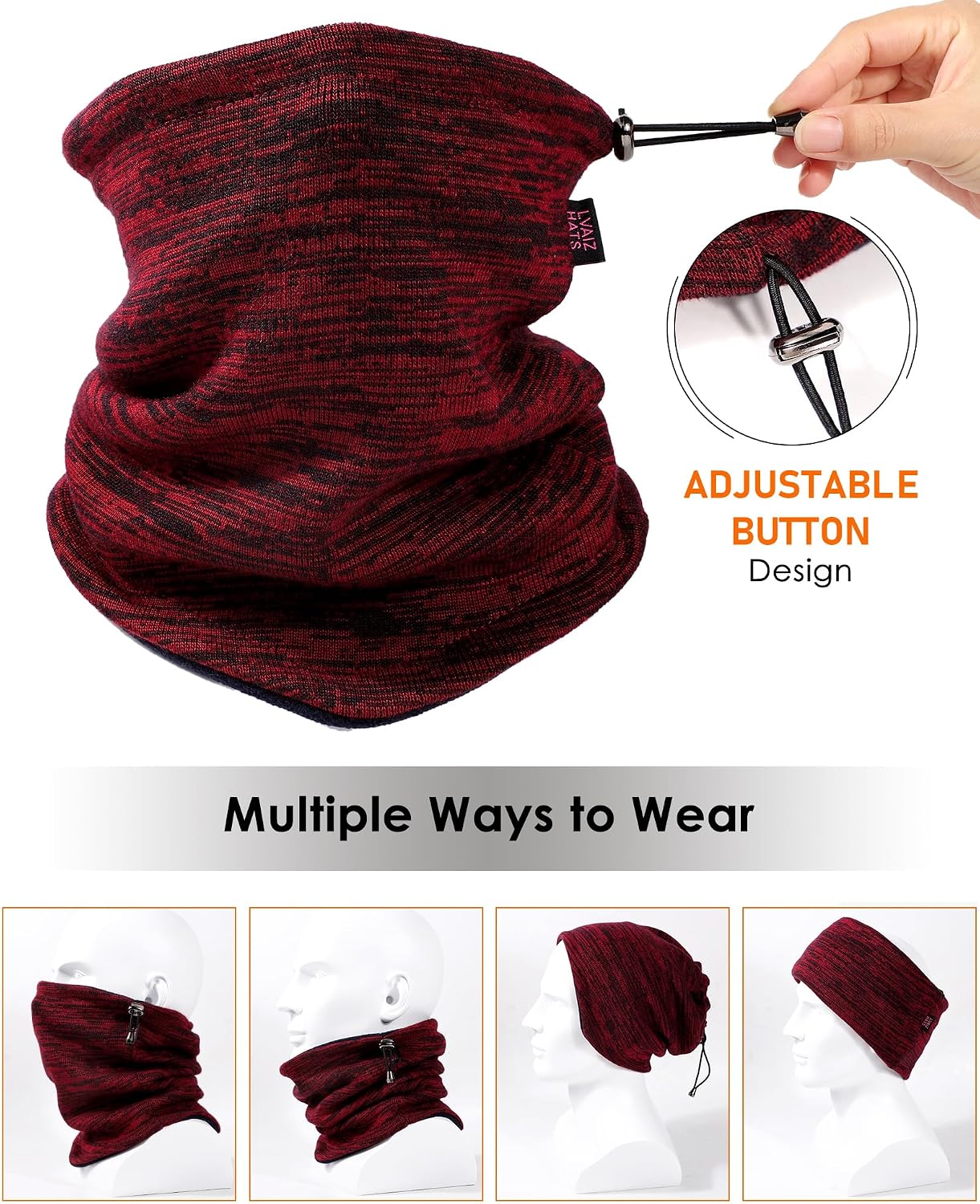 Winter Beanie Hat Scarf Set for Men Women Fleece Lined Warm Windproof Ski