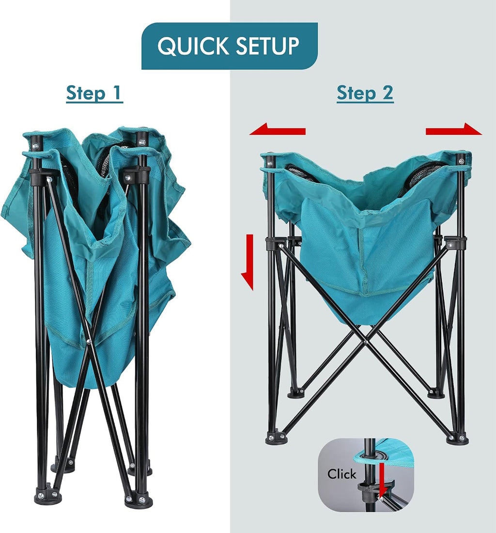 VILLEY Folding Camping Table, Double-Layer Beach Table with Storage