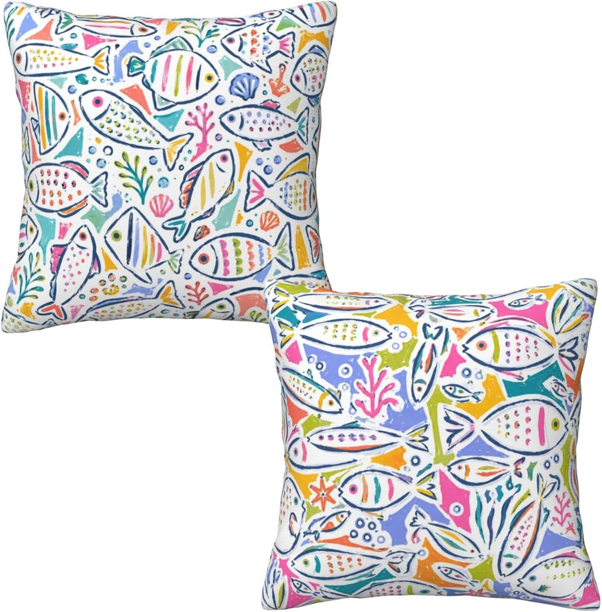 Happy Camping Throw Pillow Covers 18x18 inch Set of 2 Pillow Case Cushion Cover for Home Sofa Couch Living Room Car Decor