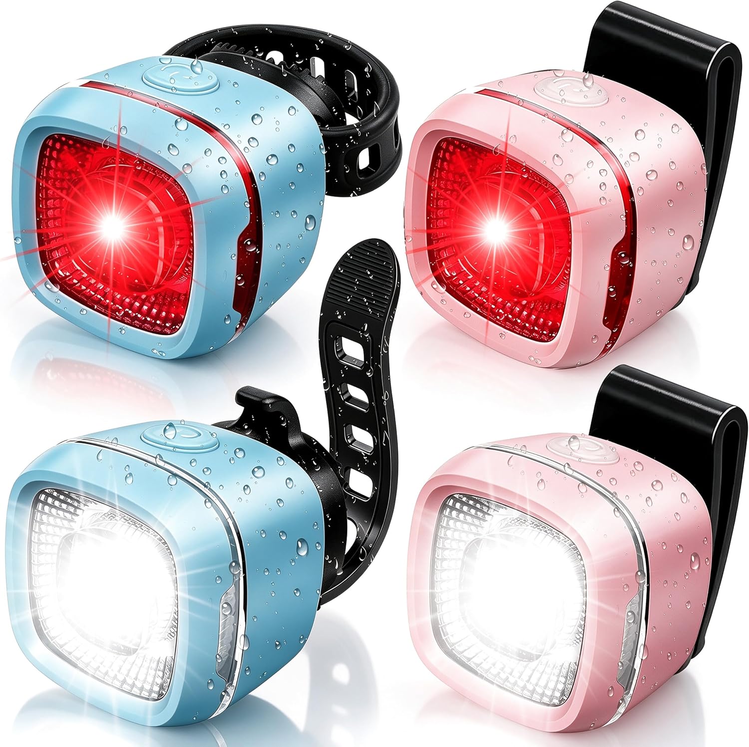 Bicycle Front & Rear Lights, Type-C Rechargeable LED Bike Light Set, IPX6,Waterproof Flashlight for Night Riding, Safety Headlight Taillight, Kids Girls Children's Bicycle Accessories