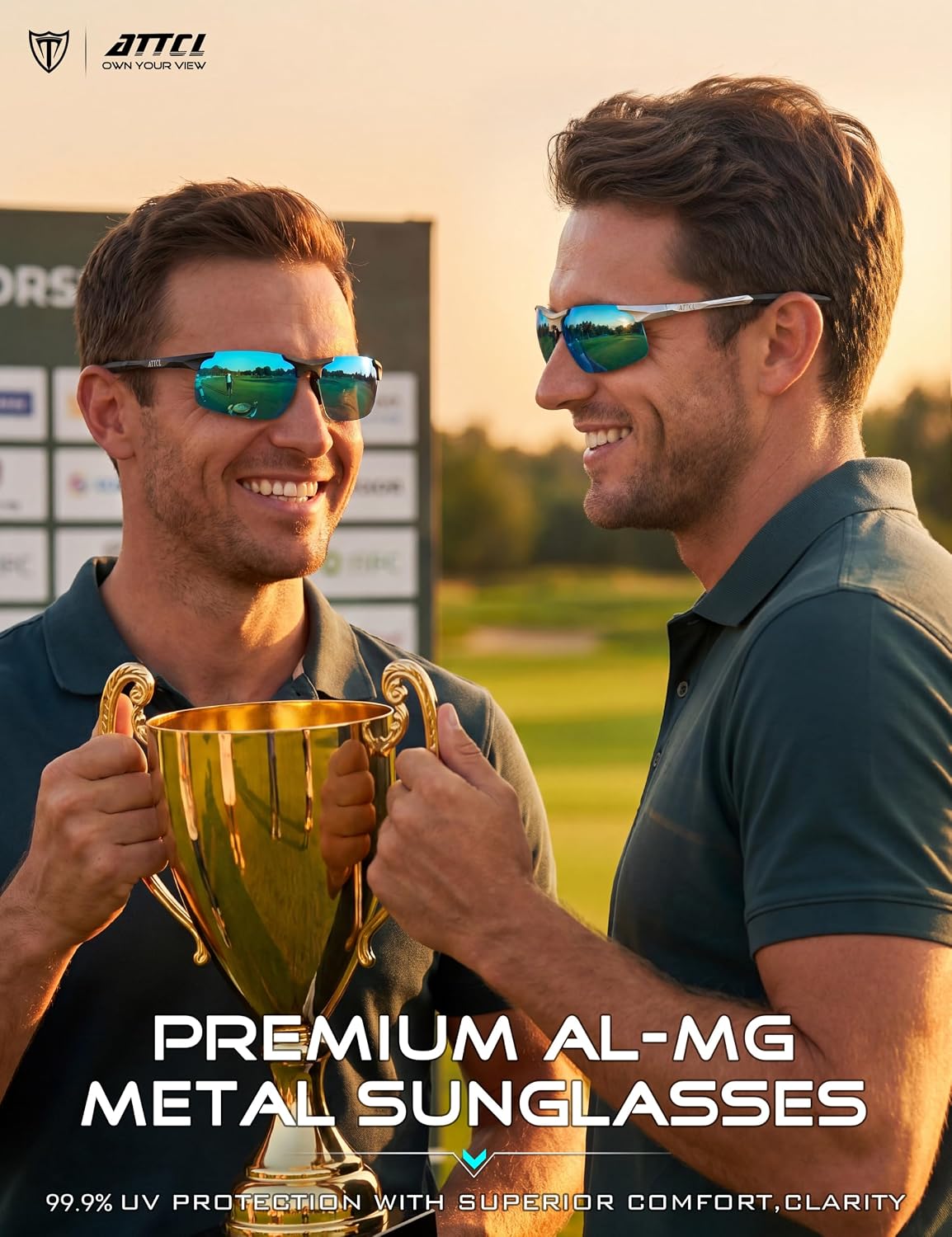 ATTCL 0.9 oz Polarized Sunglasses Men Al-Mg Metal Golf Fishing Sports UV400