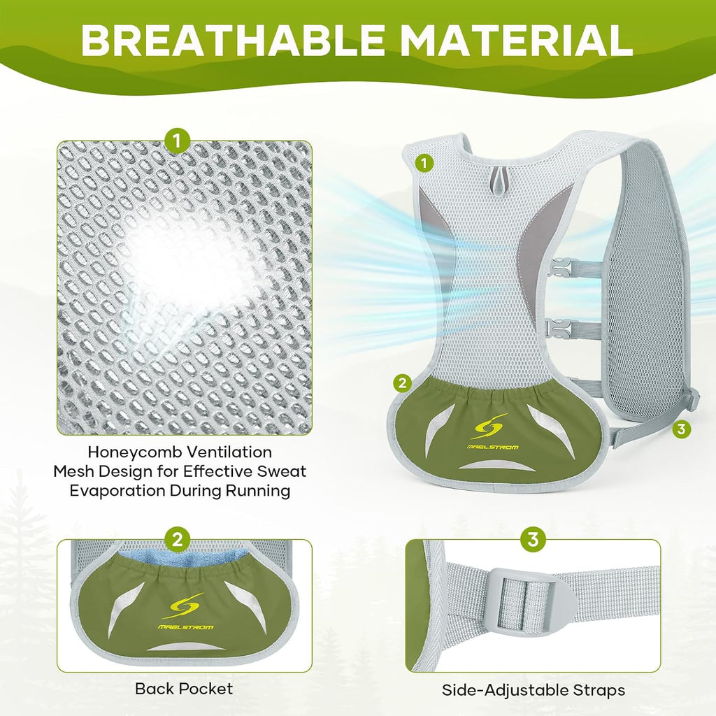 Maelstrom Running Vest, Lightweight Hydration Pack with 500ml Soft Flask