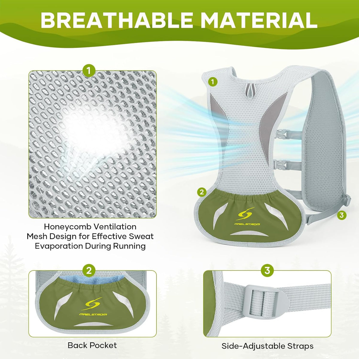 Maelstrom Running Vest, Lightweight Hydration Pack with 500ml Soft Flask