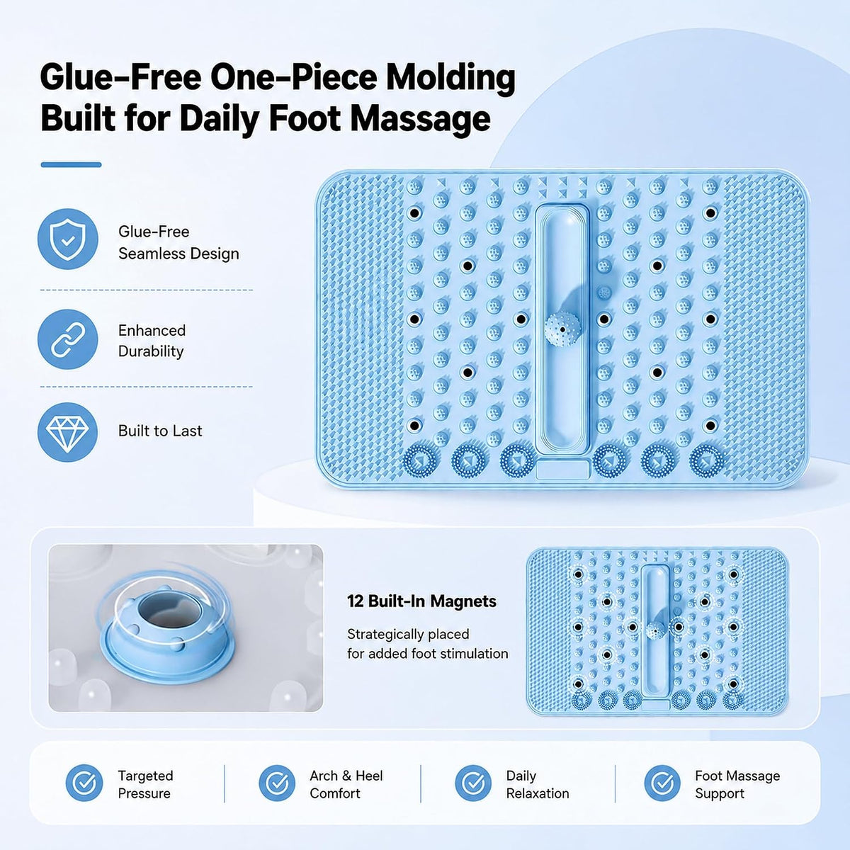 Soft TPR Extra Large Acupressure Foot Massage Mat With Removable Ball