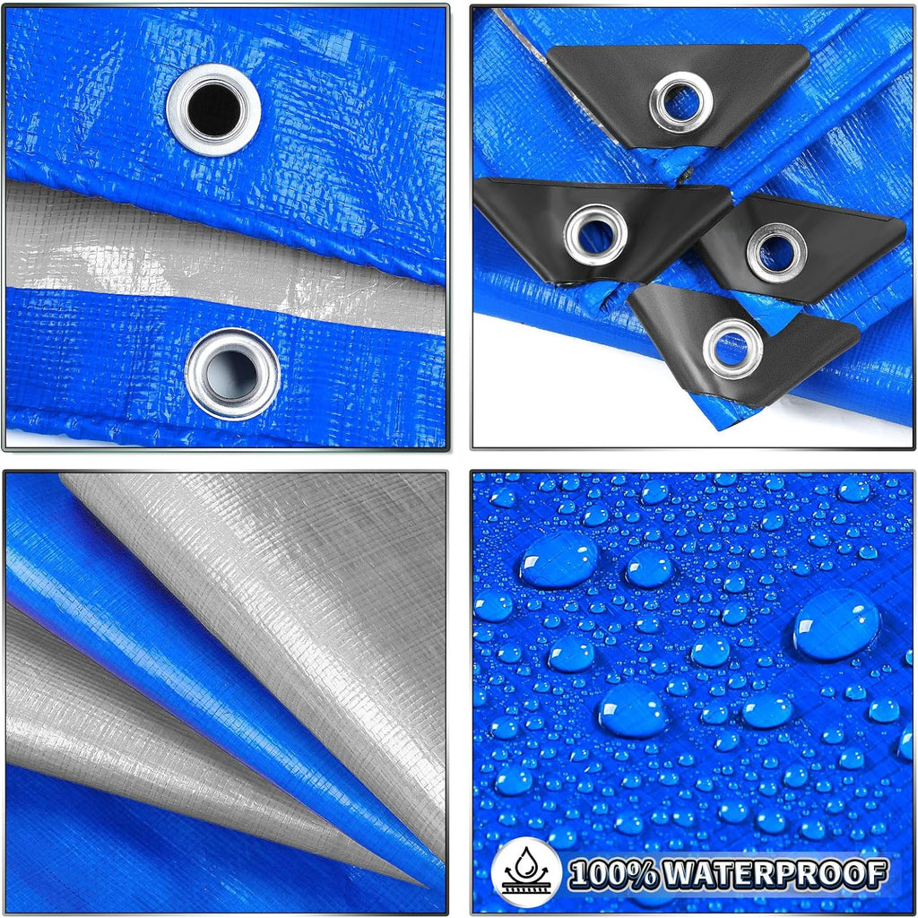 Tarp 8x12 Feet, 7 Mil Thick (Blue/Silver)
