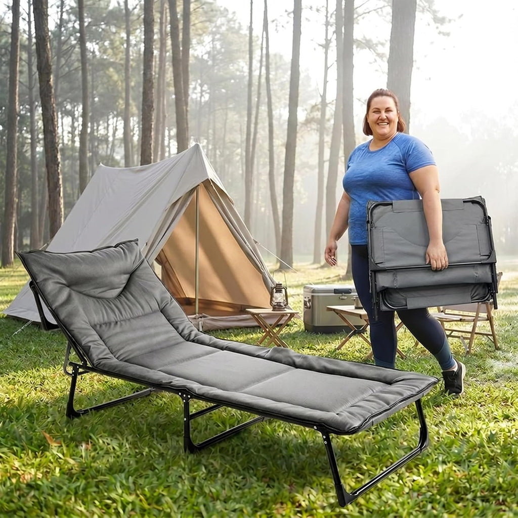 J.M.Deco Folding Camping Cot for Adults-Portable Bed Camping Indoor Outdoor