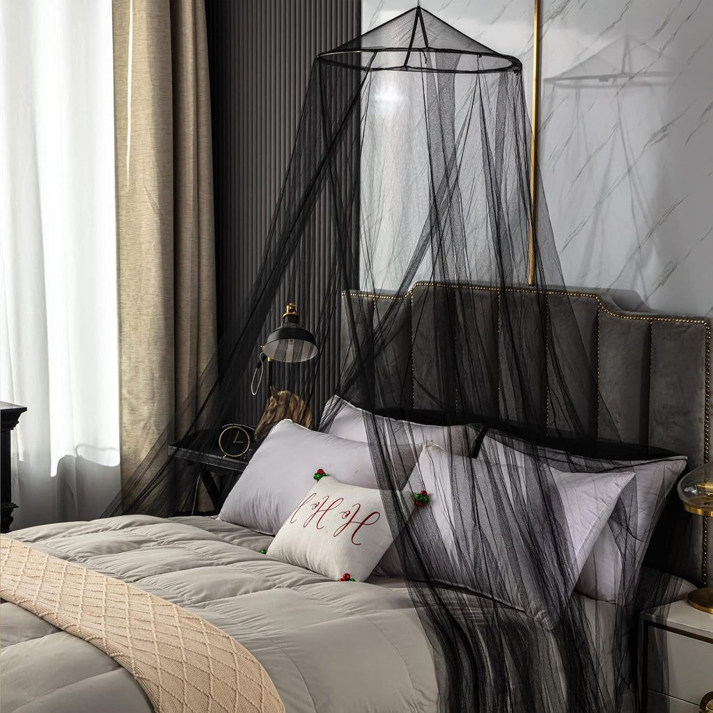 Mosquito Net Bed Canopy for Girls Black Bed Curtains Tent Twin Queen Size