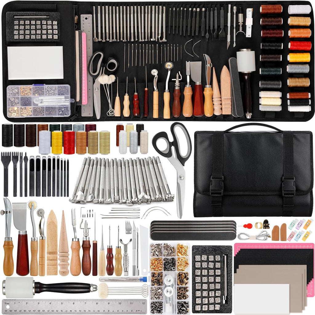 Nicpro 85PCS Leather Tooling Beginner Kit with Custom Storage Bag