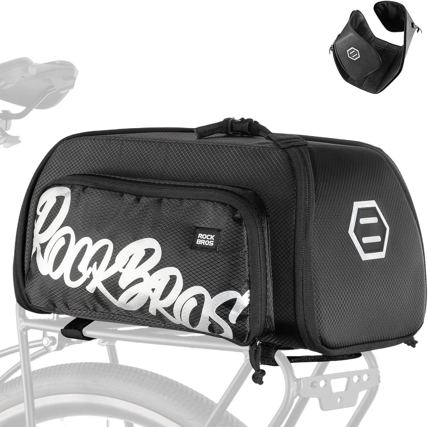 ROCKBROS One-Piece Folding Bike Rear Rack Bag 12L/15L with Strap