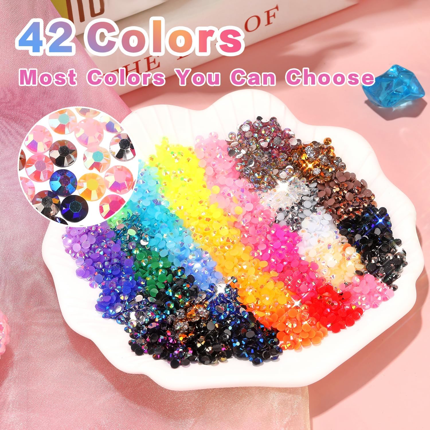 52000Pcs 42 Colors Resin Jelly Rhinestones for Bedazzling