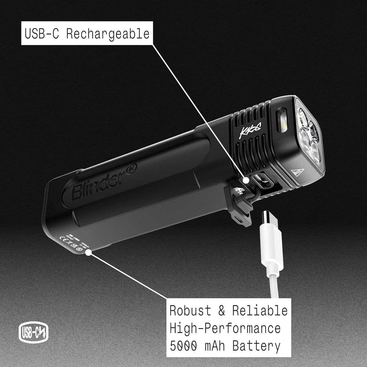 Knog Blinder 1000 & Cobber Reflex Bike Light Set, USB Rechargeable