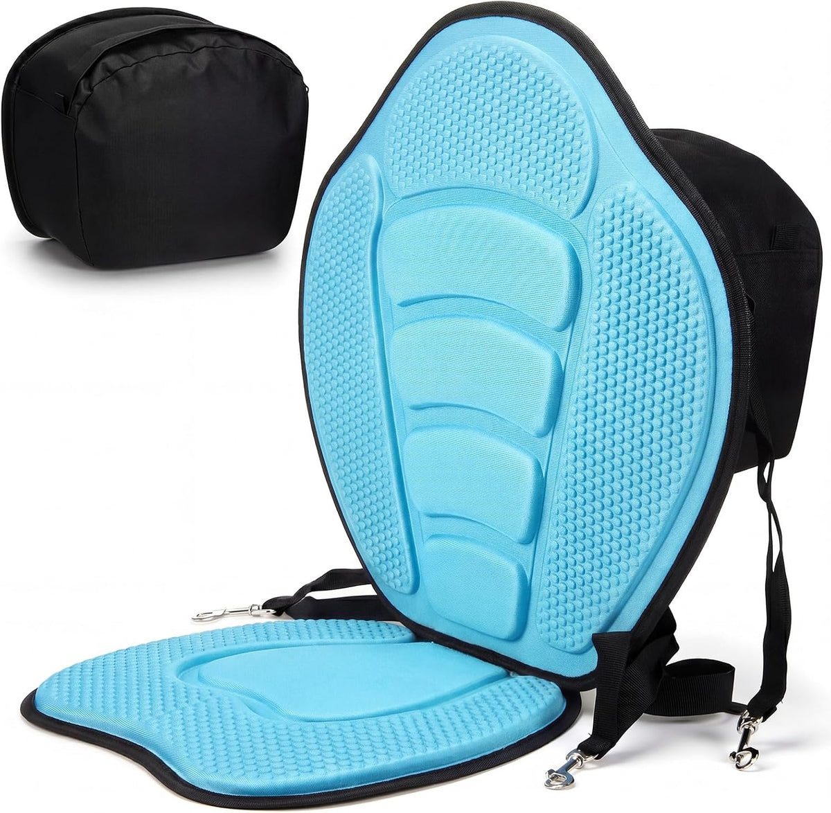 Vinsot Kayak Seat Cushion Universal Paddle Board Seat with Back Support Adjustable Non Slip Boat Chair Seats with 4 Straps and Storage Bag for Kayak Boat Sup Canoe