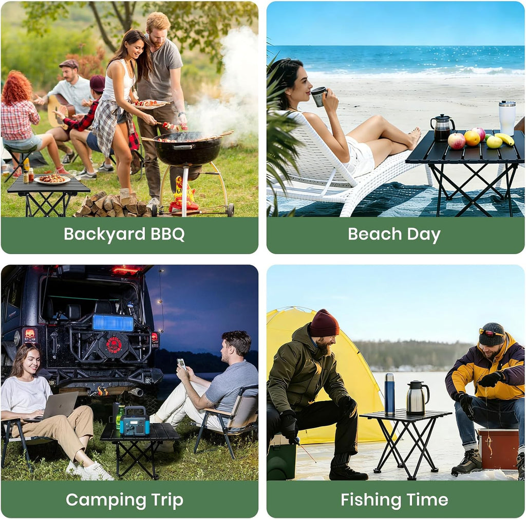 2 Pack Camping Table Foldable, Portable Folding Beach Table, Black-S