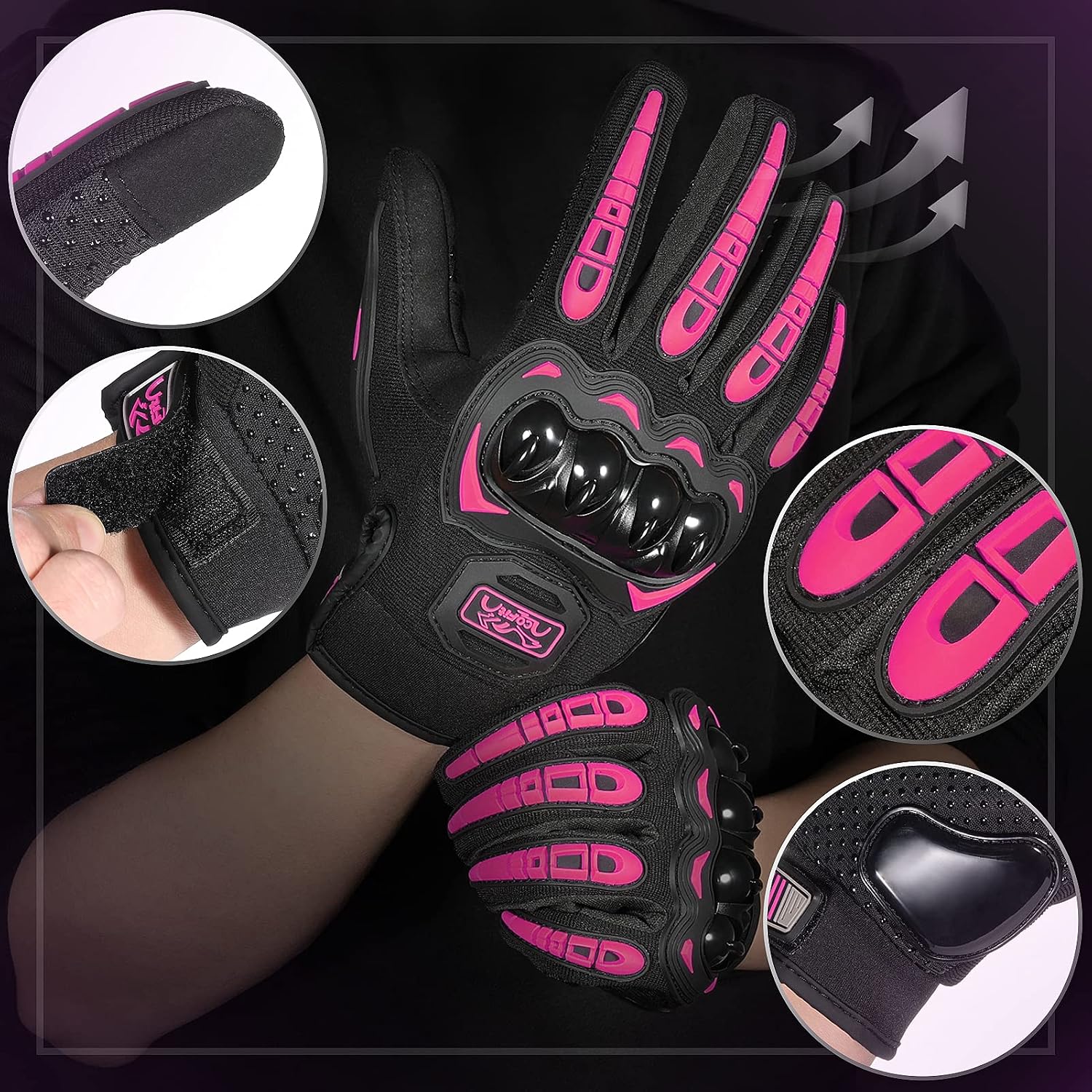COFIT Motorcycle Gloves Breathable, Touchscreen Motorbike Gloves Anti-Slip with Good Grip Hard Knuckles Protection for Men Women Motocross, BMX ATV MTB Cycling, Road Racing