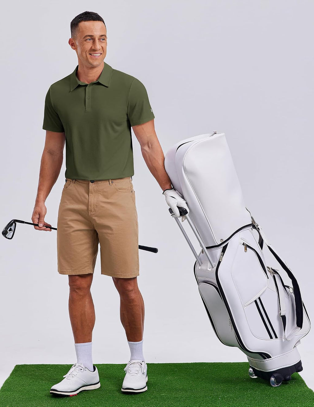 PINSPARK Men's Golf Polo Shirts UPF 50+ Moisture Wicking Collared Shirts