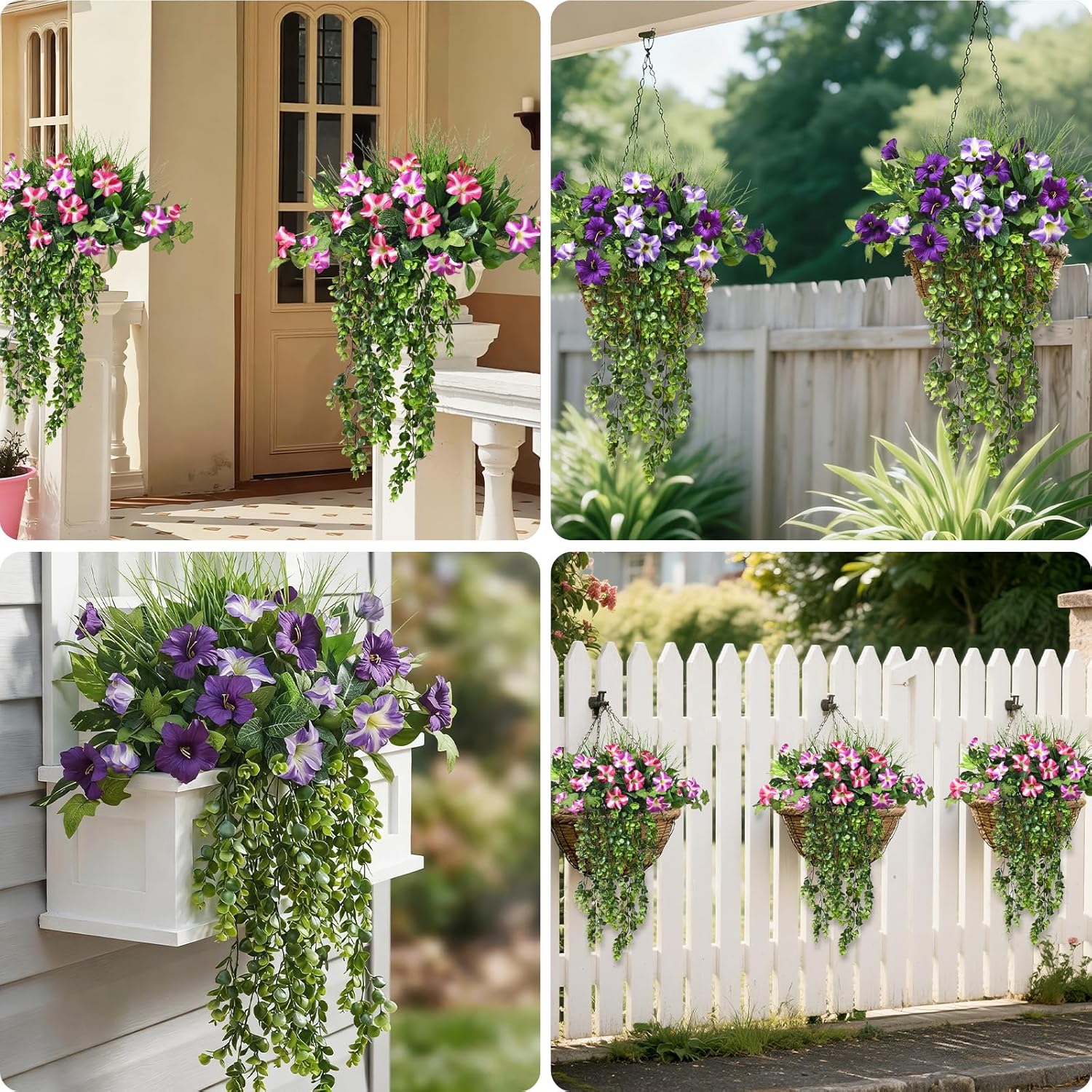 Waipfaru 4Pcs Fake Hanging Plants 2.7FT Fake Plants Fake Vines Greenery