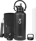 Trebo Water Bottle Insulated 87 oz with with 3 Lids, Paracord Handle & Bag