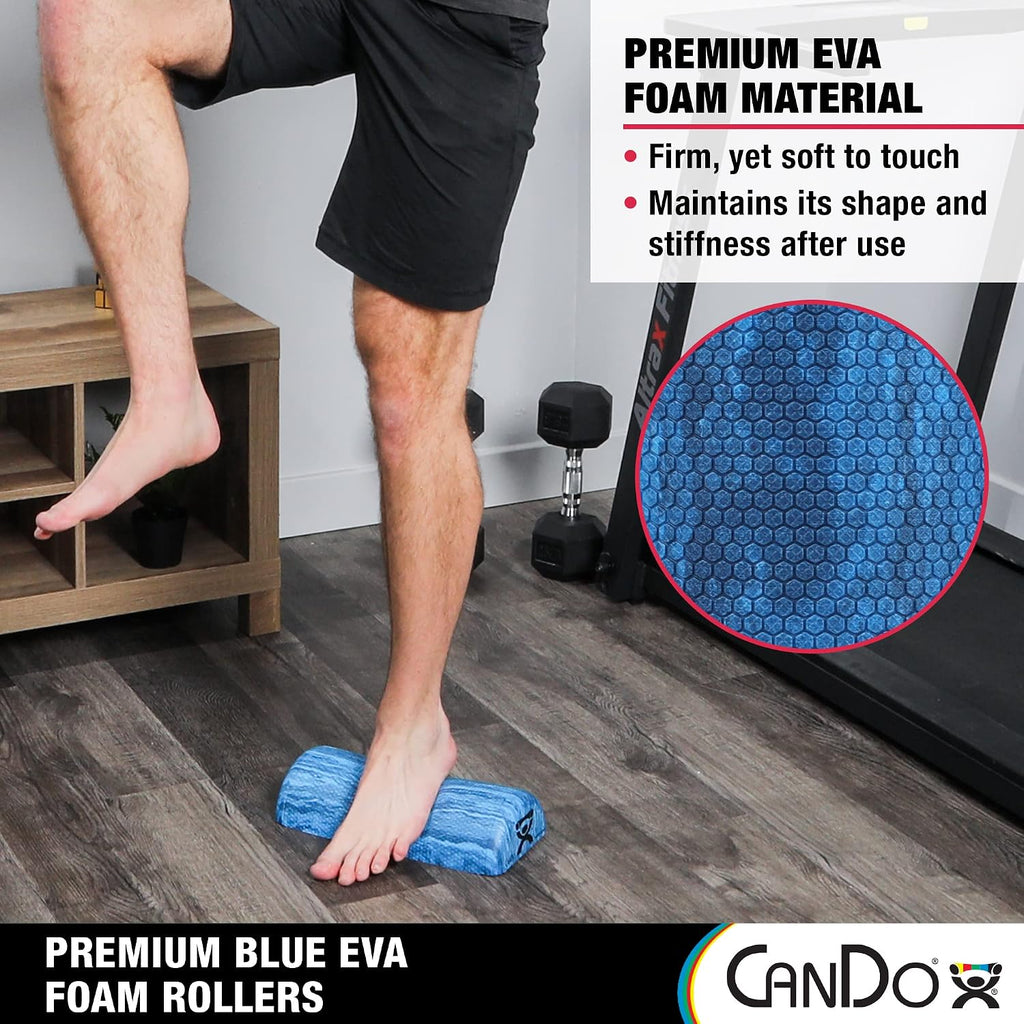CanDo Premium Blue Marble EVA Foam Roller for Muscle Restoration, Massage Therapy, Sport Recovery and Physical Therapy 6" x 12" Half-Round
